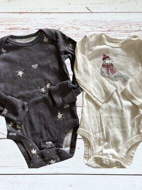 Carter’s Baby Boy 3 Month Winter Themed Long Sleeve Bodysuits – Set of 2